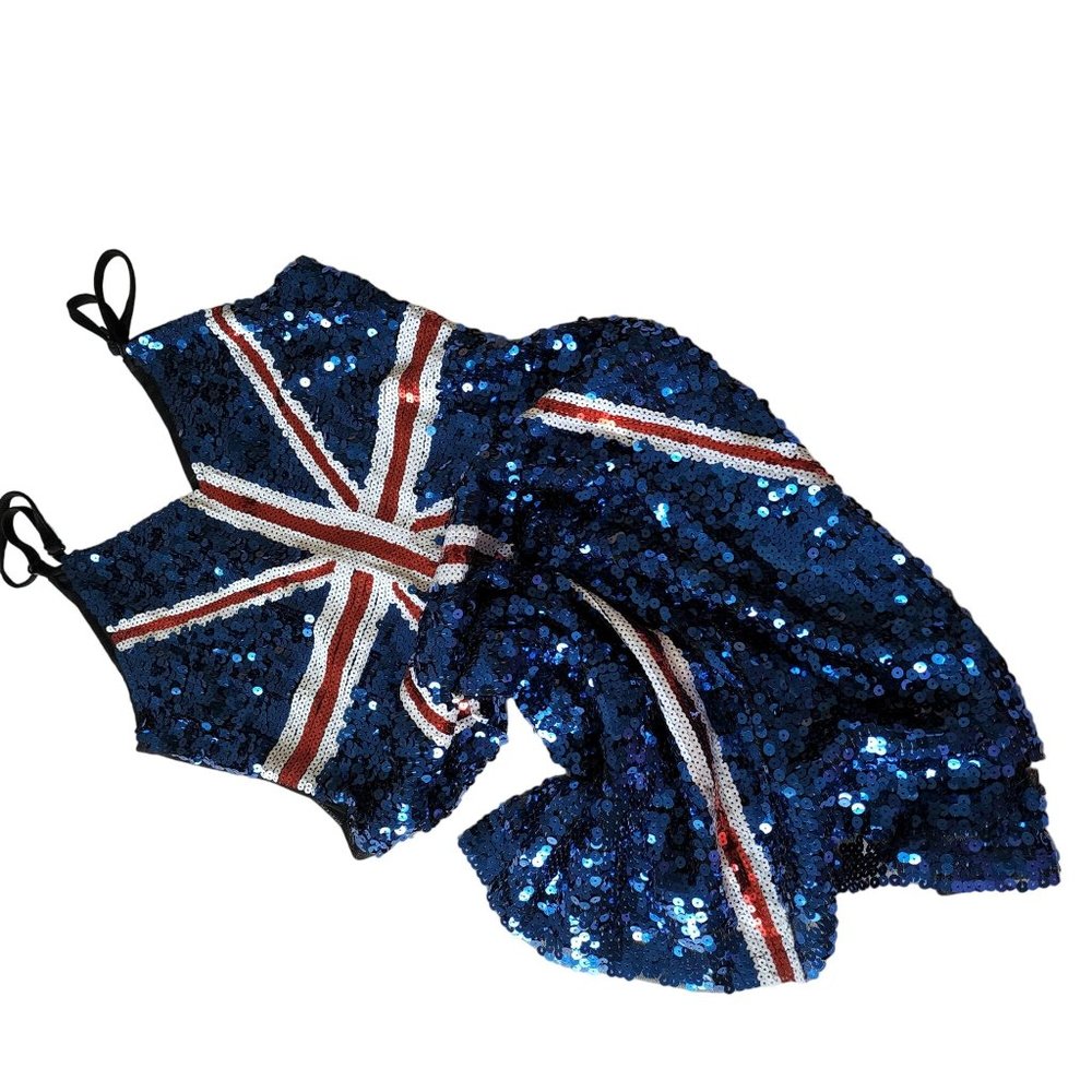 Anna -Kaci Sparkle & Shine Collection Blue, Red, White Slip Dress - Picture 5 of 16